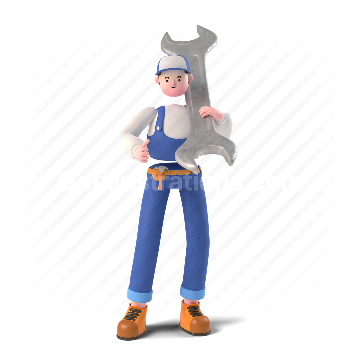 3d, people, person, maintenance, repair, fix, wrench, man